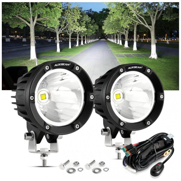 ectqdv9b43390b_0 jpg - Farol de Milha LED com 3600Lúmens e Luz Branca 9 a 32V, 72W, 2Un, Auxbeam, Preto