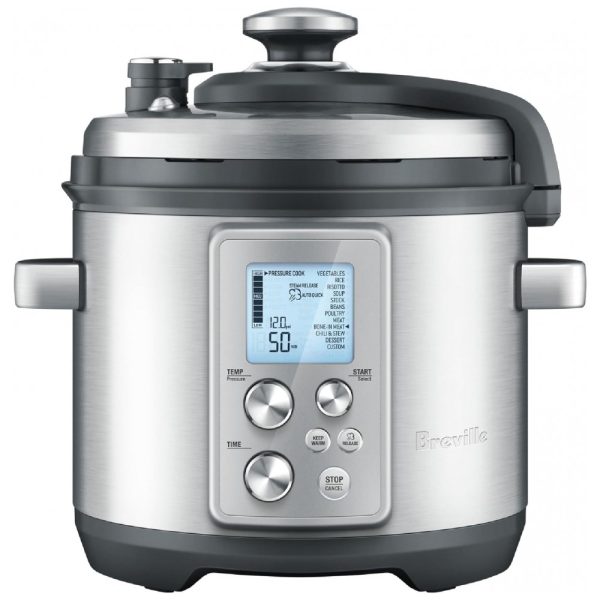 ectqe8r04i310b_0 jpg - Panela Elétrica de Pressão 11 Configurações 5.7L, Aço Inoxidável, 1100W 110V, BREVILLE Breville Fast Slow Pro BPR700BSS, Prateado