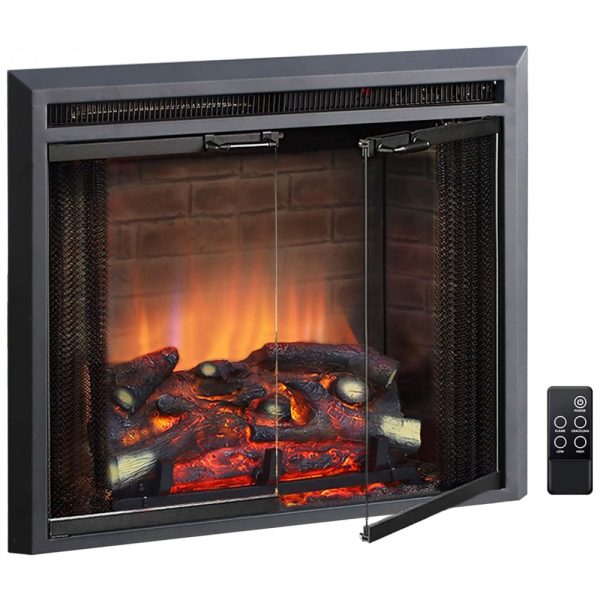 ectqf3nffql80b_0 jpg - Lareira Elétrica Pura Flame de Embutir A60x68L com Controle Remoto e Porta de Vidro, 1500W, 110v, PURAFLAME, Preto