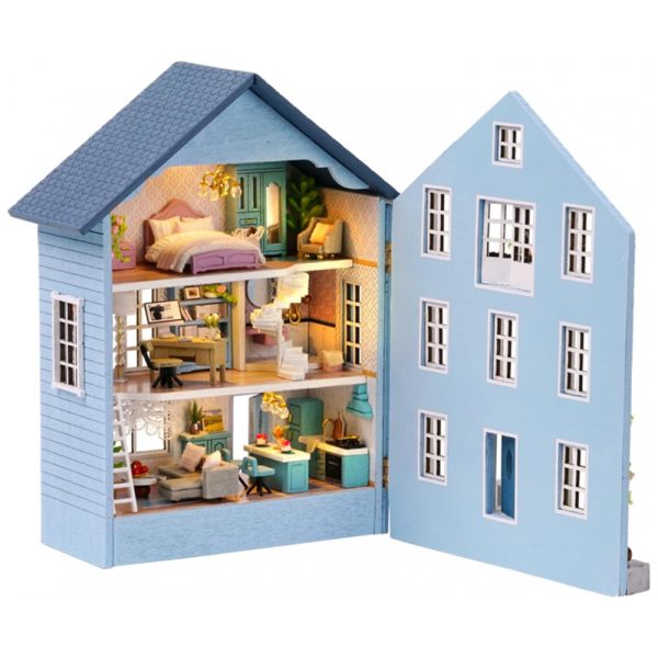 ectqffpn62pb0b_0 jpg - Casa de Bonecas em Miniatura feita em Madeira com Detalhes 3D e LEDS, Roroom, Azul