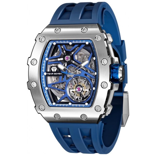 ectqfg4xbsq90b_0 jpg - Relógio Masculino Analógico Automático a Prova dÁgua 50M com Pulseira de Silicone, TSAR BOMBA TB 820679SGLZ, Azul