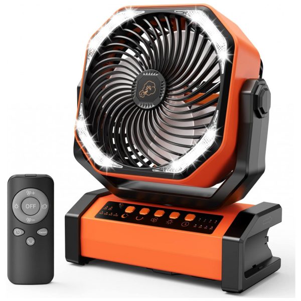 ectqfg78r79b0b_0 jpg - Ventilador Portátil Recarregável com Bateria de 20000mAh, 4 Velocidades e Controle Remoto, 5V 37W, AddAcc D12, Laranja