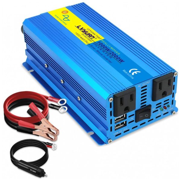 ectqfhs72fz70b_0 jpg - Inversor de Potência Automotivo, com Portas USB e Tomadas Duplas, LVYUAN 1000W, Azul