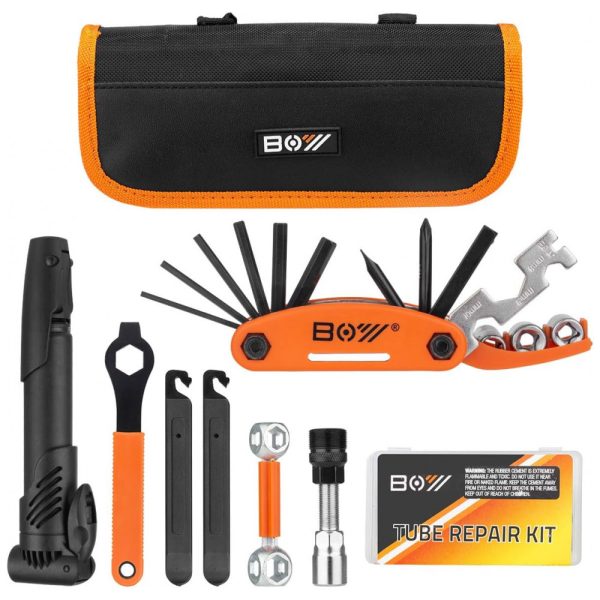 ectqfk7n5k970b_0 jpg - Kit de Reparo Emergencial de Bicicleta e Bolsa de Transporte, 16 Funções, XCH ROBOTS, Preto