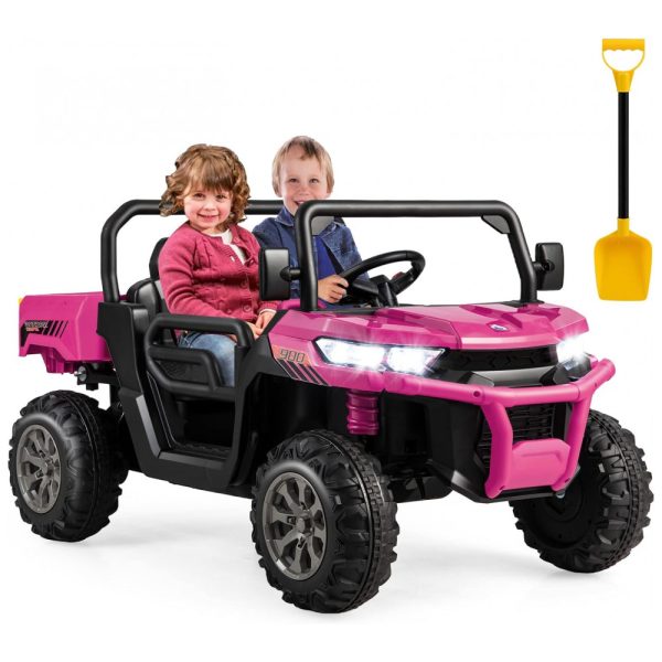 ectqfky4q6xb0b_0 jpg - Carro Elétrico Infantil 2 Assentos com Caçamba, Pá, USB e Controle Remoto, 12V, Costzon, Rosa