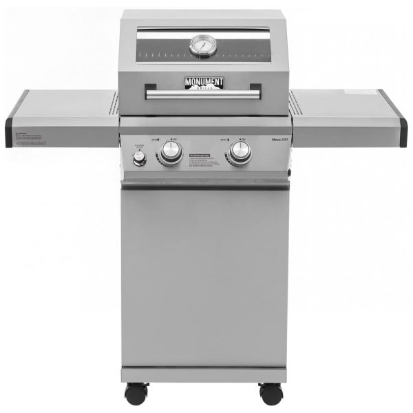 ectqfmrpmm480b_0 jpg - Monument Grills 14633 Churrasqueira a Gás 24.000 BTU com 2 Queimadores e Mesas Laterais em Aço Inoxidável, Prata