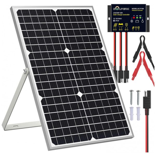 ectqfslt2xg80b_0 jpg - Kit Painel Solar, com Carregador Monocristalino, à prova dágua, 30W, 12V, 1 painel, SOLPERK, Branco