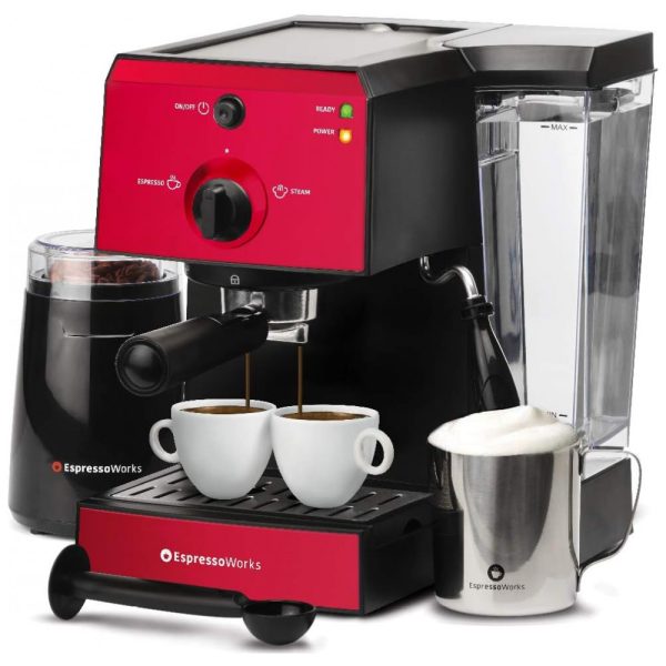 ectqftbvfm880b_0 jpg - Cafeteira Elétrica Expresso 1.2L com Espumador e Moedor 15 Bar 1350W, 110v, ESPRESSOWORKS, Vermelho