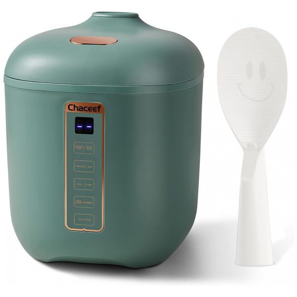 ectqfyn51cj90b_0 jpg - Mini Panela de Arroz Elétrica CHACEEF 1.2L com Temporizador de 24 horas e Vaporizador, 110V, Verde