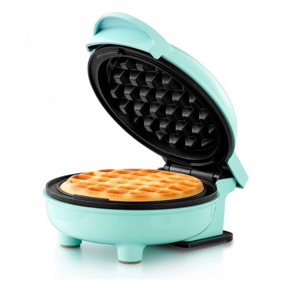 ectqfzjxszx80b_0 jpg - Mini Máquina de Waffle Antiaderente, turquesa, 110v, HOLSTEIN HOUSEWARES HH 09125016I, Azul turquesa