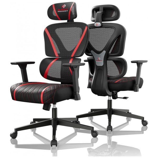 ectqg4qdcrdb0b_0 jpg - Cadeira de Escritório Gamer Ergonômica com Apoio 3D, EUREKA, Vermelha