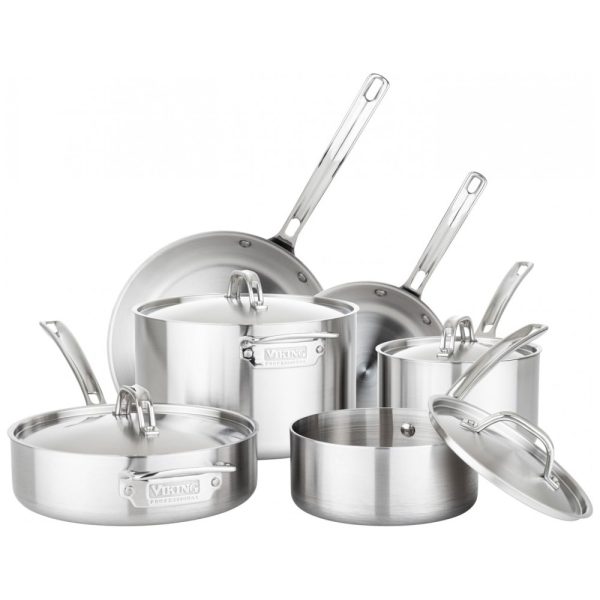 ectqg61gq9l00b_0 jpg - Conjunto de Panelas Profissionais com 5 Camadas de Aço Inoxidável, 10 Peças, VIKING CULINARY 4515 1S10S, Prateado