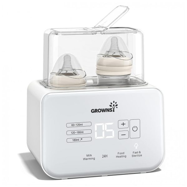 ectqgbdkz1x70b_0 jpg - Aquecedor de Mamadeira 8 em 1 com Temporizador, Cabe em 2 Mamadeiras, Controle Preciso de Temperatura e Descongelamento, Grownsy, Branco