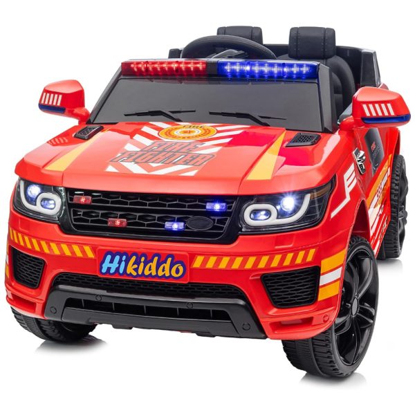 ectqgd2q3f4d0b_0 jpg - Carro Elétrico Infantil de Bombeiro com Controle Remoto, 3 Velocidades, Cintos de Segurança Ajustáveis, Sirenes, Alto Falantes e Luzes Piscantes, 24V, Hikiddo, Vermelho