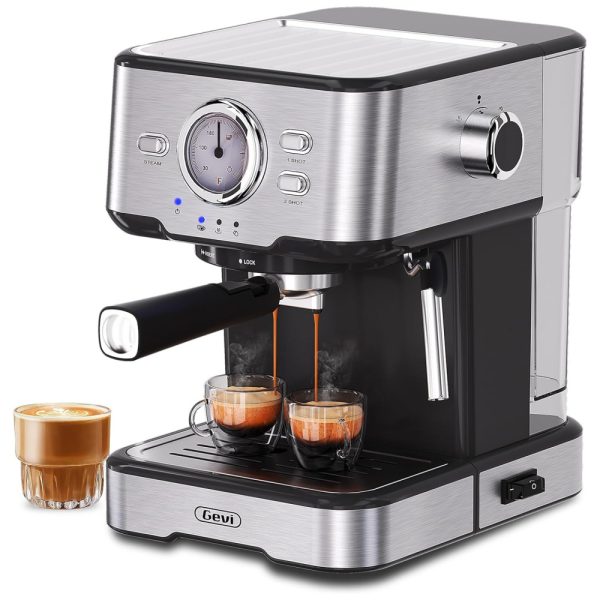 ectqgf9jr5mc0b_0 jpg - Máquina de Café Expresso de Alta Pressão com Vaporizador de Leite e Tanque de Água Removível, 110V, Gevi, Prata