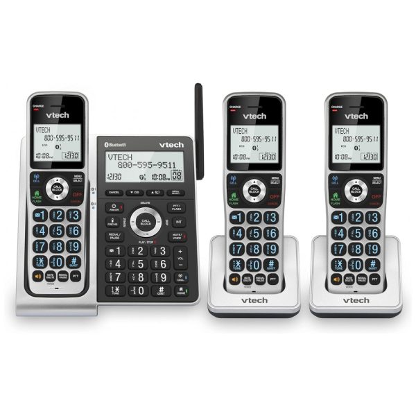 ectqgqvy1kr90b_0 jpg - Telefone sem Fio com Bluetooth, Sistema de Atendimento, Bloqueador de Chamadas, Anúncio de Identificação de Chamadas, Tela Retro iluminada, Viva Voz, 3 Unidades, VTECH VS306 3, Cinza