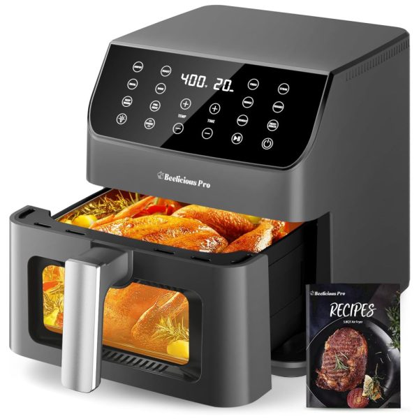 ectqgrqgv2zc0b_0 jpg - Air Fryer 12 em 1, 5.4L com Tecnologia Flavor Lock, Lembrete de Agitação, Silenciosa, Antiaderente e Lavável na Máquina de Lavar Louça, 110V 1700W, Beelicious Pro, Preto Fosco