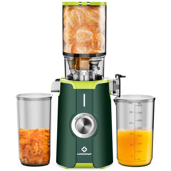 ectqgx76h2tc0b_0 jpg - Centrífuga de Frutas de Prensa Fria 1,2L com Ampla Calha de Alimentação de 11 cm, Fácil Limpeza e Proteção Contra Superaquecimento, 110V 200W, LINKChef, Verde