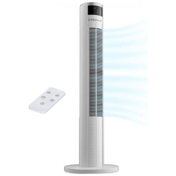 ectqh3bn326b0b_0 jpg - Ventilador de Torre com 3 Velocidades, Controle Remoto, Tela LED e Desligamento Automático, 110V 60W, NEXAIR NF004, Branco