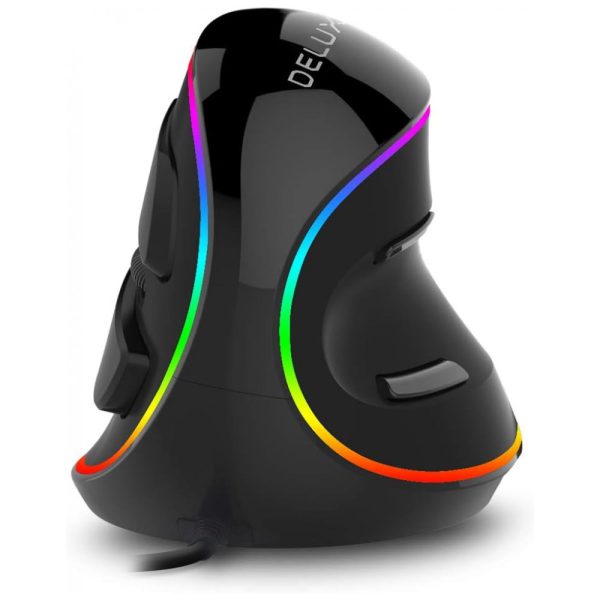 ectqh9wbz4g70b_0 jpg - Mouse Ergonômico Vertical com Fio Reduz a Tensão do Pulso, 800, 4000 DPI 6 Botões, DELUX M618Plus RGB, Preto