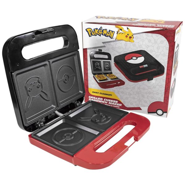 ectqhhsl17690b_0 jpg - Sanduicheira Antiaderente para Até 2 Lanches, Tema Pokémon Pikachu, 110V 750W, Uncanny Brands, Vermelha