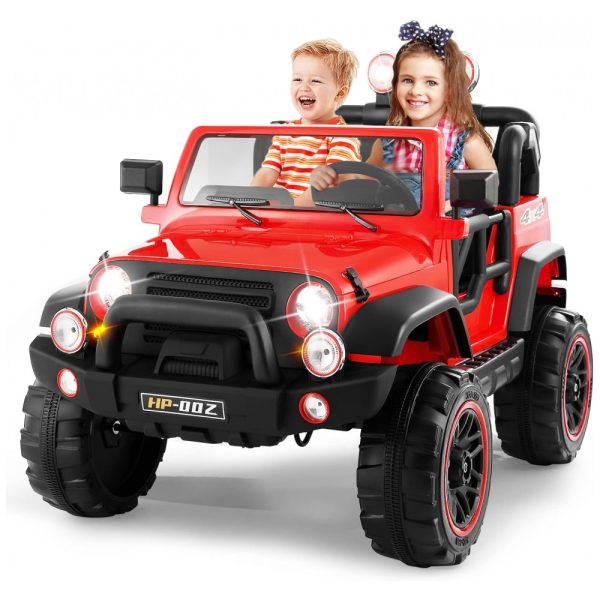 ectqhknynxl90b_0 jpg - Carro, Carrinho Elétrico Infantil Off Road a Bateria 12V 2 Assentos com Controle Remoto e MP3, FITNESSCLUB, Vermelho