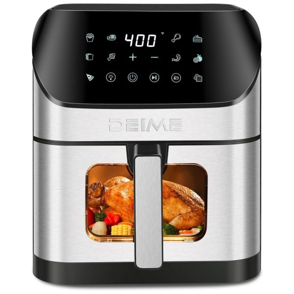 ectqhktptfbb0b_0 jpg - Fritadeira Elétrica AirFryer 6.2L com Painel Digital e Cesto Antiaderente, 110V 1500W, DEIME, Prata