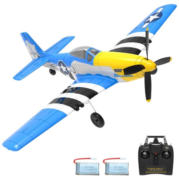 ectqhpp3jntb0b_0 jpg - Avião de Controle Remoto com Sistema de Estabilização Xpilot e Acrobáticas, VOLANTEXRC P51, Azul