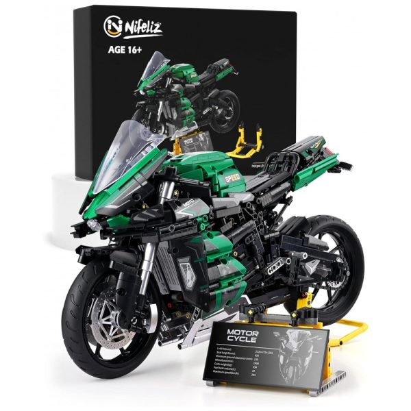 ectqhtqfjx3b0b_0 jpg - Kit de Construção Motocicleta H2 com 2088 Peças, Nifeliz, Verde