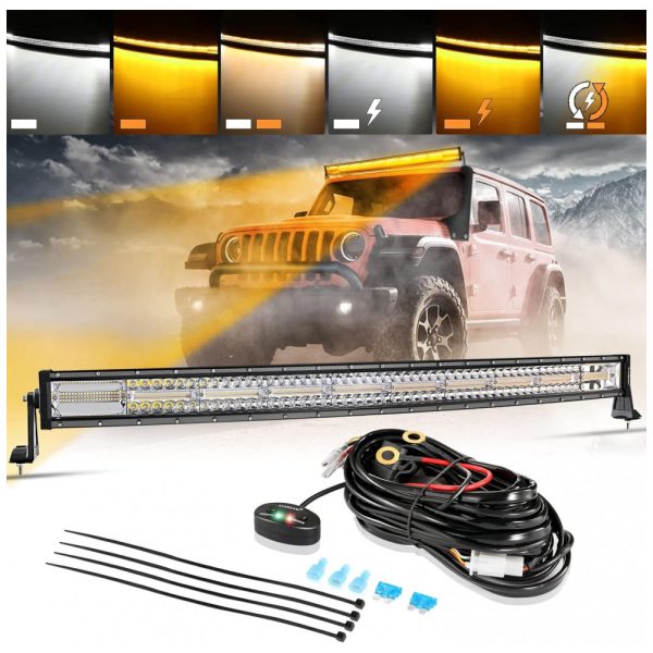 ectqhz1v52190b_0 jpg - Barra LED Offroad com 24000 Lúmens e 6 Modos Âmbar, 240W, Auxbeam, Preto