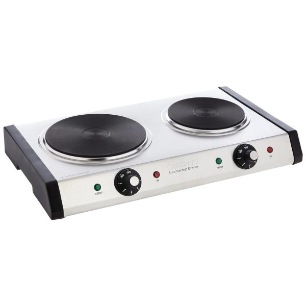 ectqinbcecj10b_0 jpg - Cooktop Elétrico Portátil com Queimador Duplo, Luzes Indicadoras e Controles de Temperatura Ajustáveis Separados de 6 Configurações, 110V 1800W, Cuisinart CB 60P1, Prata