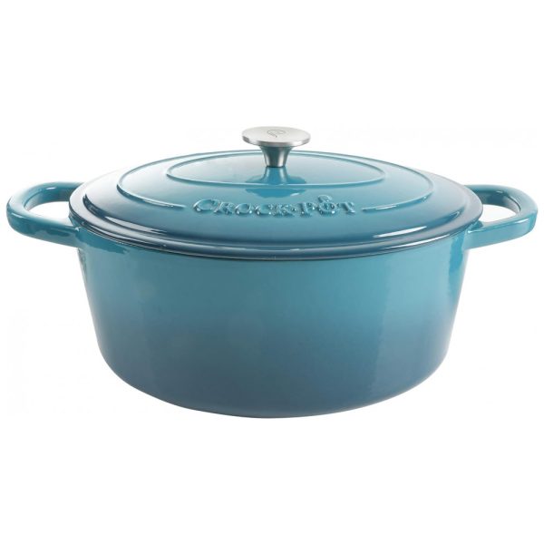 ectqk3mfc0h10b_0 jpg - Panela de Ferro Fundido Oval 8 Litros Forno Holandês Esmaltado e Antiaderente, CROCK POT 109475.02, Azul