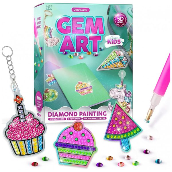 ectqk67xzkg80b_0 jpg - Gem Art Kit Faça Você Mesmo DIY Chaveiros com Aplique de Pedras Brilhantes, Idade Recomendada 6 ou mais, DANDARCI, Azul