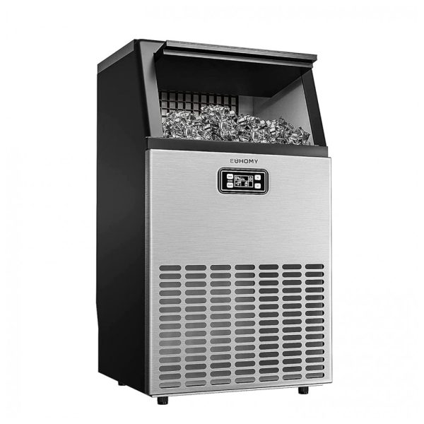 ectqkh1p84w70b_0 jpg - Máquina de Gelo Profissional, Produz 45kg, Dia, 45 Cubos, 12 18min, Aço Inox, 110v, E EUHOMY, Prateado