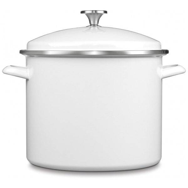 ectqkklywtj00b_0 jpg - Caldeirão com Tampa 12 Litros em Aço Esmaltado, Cuisinart Chefs Classic, Branco