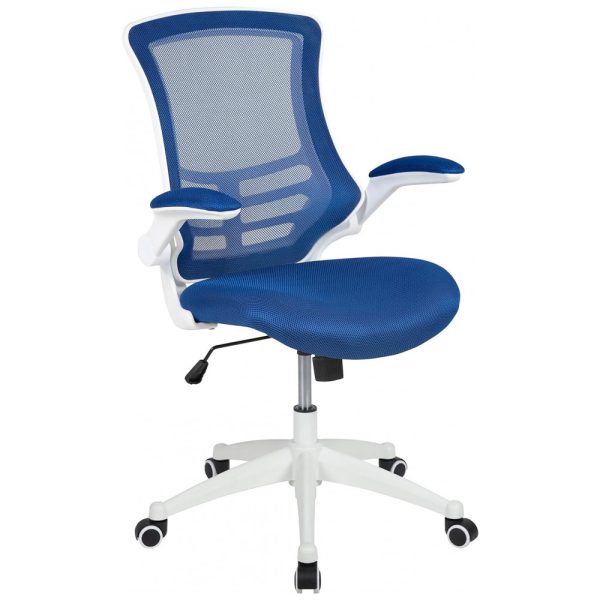 ectqknlkchx70b_0 jpg - Cadeira de Escritório Ergonômica Giratória com Encosto Médio, FLASH FURNITURE BL X 5M WH BLUE GG, Azul