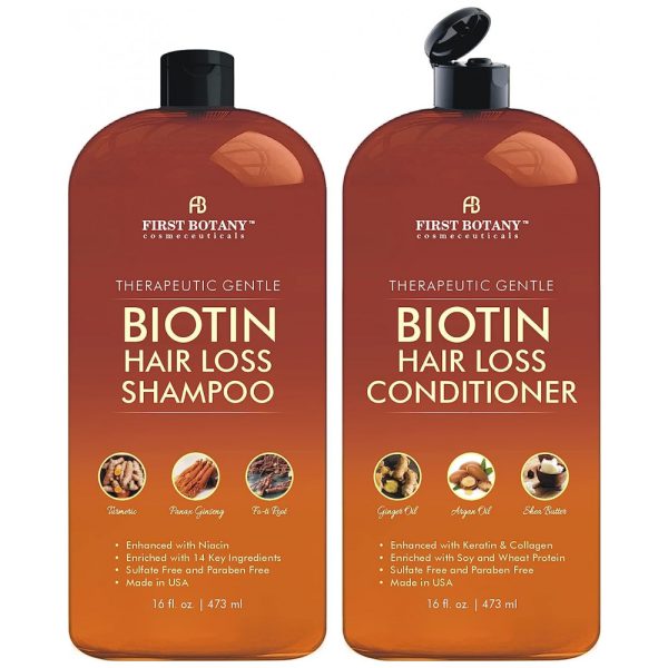 ectqkrrrt2980b_0 jpg - Shampoo e Condicionador 473 ml de Biotina Anti Queda de Cabelo com Boqueadores de DHT, FIRST BOTANY, Marrom