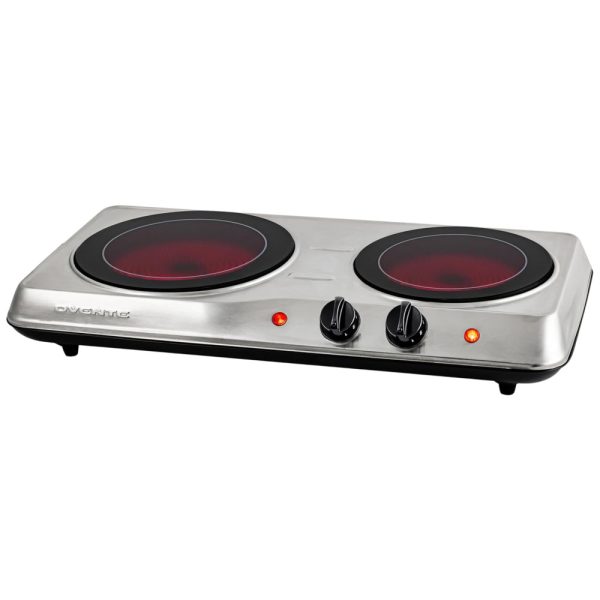 ectqkvsgr6470b_0 jpg - Cooktop Elétrico de Infravermelho Portátil de Vidro Cerâmico com Queimador Duplo, Ajuste de Temperatura em 5 Níveis e Fácil de Limpar, 110V 1700W, OVENTE BGI102S, Prata