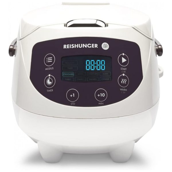 ectql1lqdbt70b_0 jpg - Panela de Arroz Elétrica 850mL, com 8 Predefinições e Tela LCD, Branca, 110v, REISHUNGER 542 MDRK, Branco