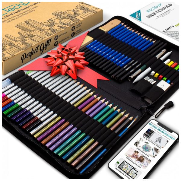 ectql76cplr70b_0 jpg - Kit Lápis de Cor Profissional Prina com Estojo 55 peças Tintas Acrílicas, Aquarela, NIL TECH Multi set, Preto