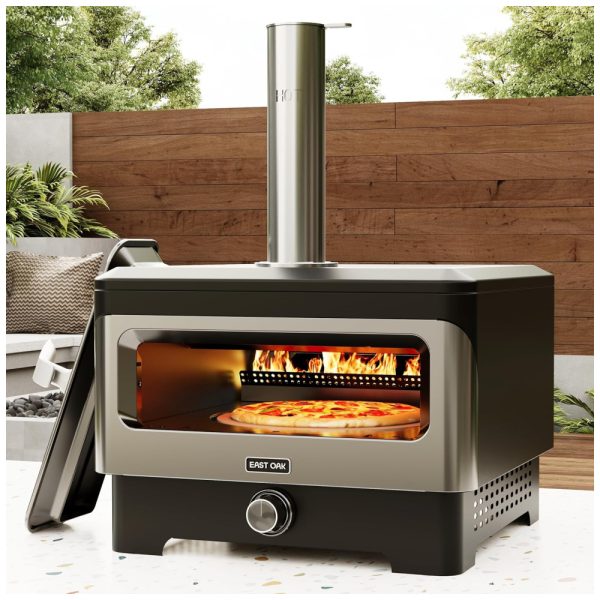 ectql7rg3ylc0b_0 jpg - Forno de Pizza a Pellets com Pedra Giratória Ideal para Uso ao Ar Livre, EAST OAK, Preto