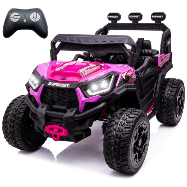 ectqlbjr5hwb0b_0 jpg - Carro Elétrico Infantil, Jeep 4X4 com Controle Remoto, Cinto de Segurança Ajustável, Luzes LED Brilhantes e Portas Duplas com Trava, 24V, Sopbost, Rosa