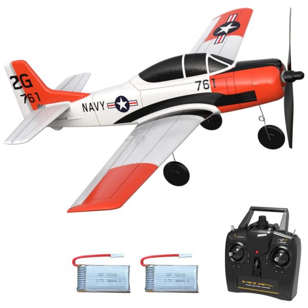 ectqlcww3y580b_0 jpg - Avião de Controle Remoto com Sistema de Estabilização Xpilot e Acrobáticas, VOLANTEXRC T28 Trojan, Vermelho e Branco