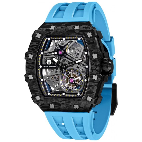 ectqlj7ysz4b0b_0 jpg - Relógio Masculino Analógico Automático a Prova dÁgua 50M com Pulseira de Silicone, TSAR BOMBA TBCF 8209, Azul