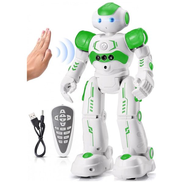 ectqllkw4wm90b_0 jpg - Robô Programável Inteligente Kings Dragon com Controle Remoto e Detecção de Gestos para Crianças Acima de 3 Anos, Branco e Verde