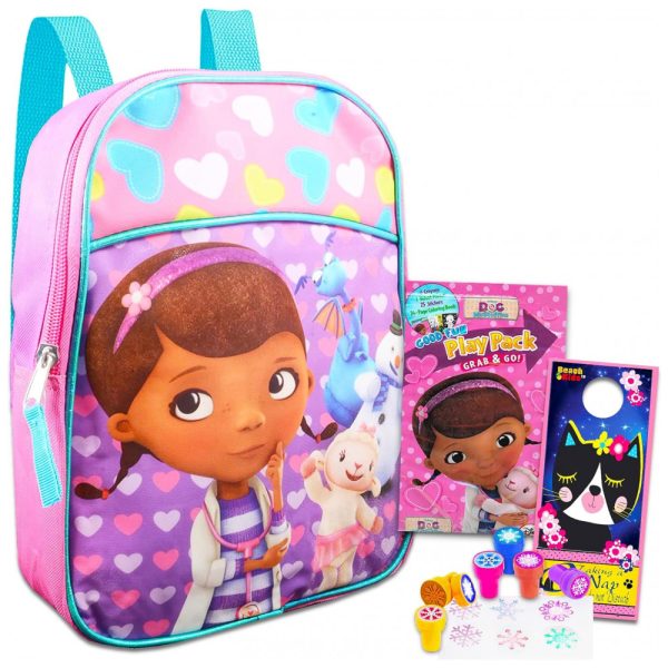 ectqlqg5tk990b_0 jpg - Mini Mochila Escolar Infantil 27cm Disney Bundle Doc McStuffins, Cor Rosa