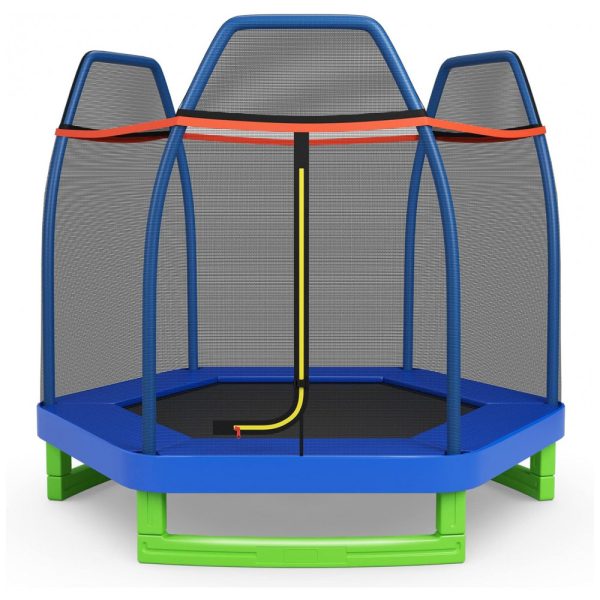 ectqm6by5csb0b_0 jpg - Trampolim DIÁRIO para crianças, trampolins recreativos de 7 pés, trampolim com compartimento de segurança de rede, mini trampolim interno externo, trampolim infantil para meninos, meninas de 3 anos azul verde