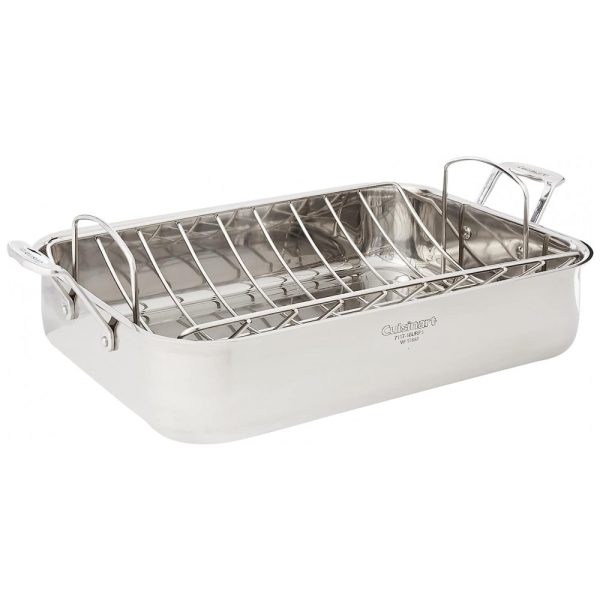 ectqm6zjly300b_0 jpg - Forma Assadeira Retangular com Grelha em Aço Inoxidável, Cuisinart 7117 16UR