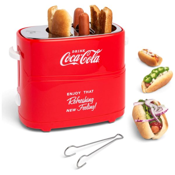 ectqmkq8cj800b_0 jpg - Coca Cola Pop Up 2 Hot Dog and Bun Toraster, Com Mini Pinças, Funciona Com Frango, Peru, Veggie Links, Salsichas e Pirralhos, NOSTALGIA HDT600COKE, Vermelho