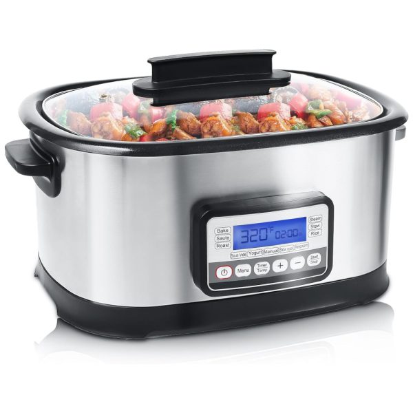 ectqmkspg83c0b_0 jpg - Panela Elétrica 11 em 1, 6L com Sous Vide, Antiaderente, Temporizador e Controle de Temperatura, 220V 1500W, Spoonlemon, Prata e Preta